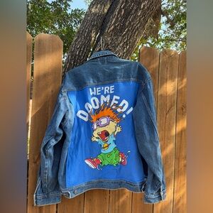 Vintage Chuckie Custom reworked denim jacket size Large.